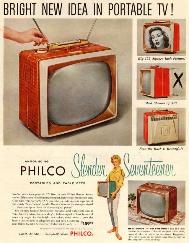 TV-geräte-Werbung aus den 19050ern